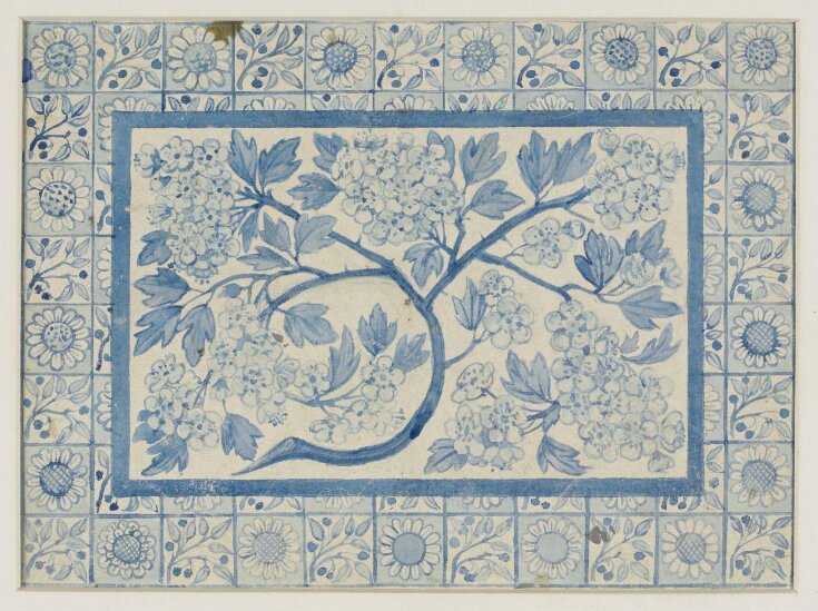 Tile design of hawthorn for the Grill Room, South Kensington Museum top image