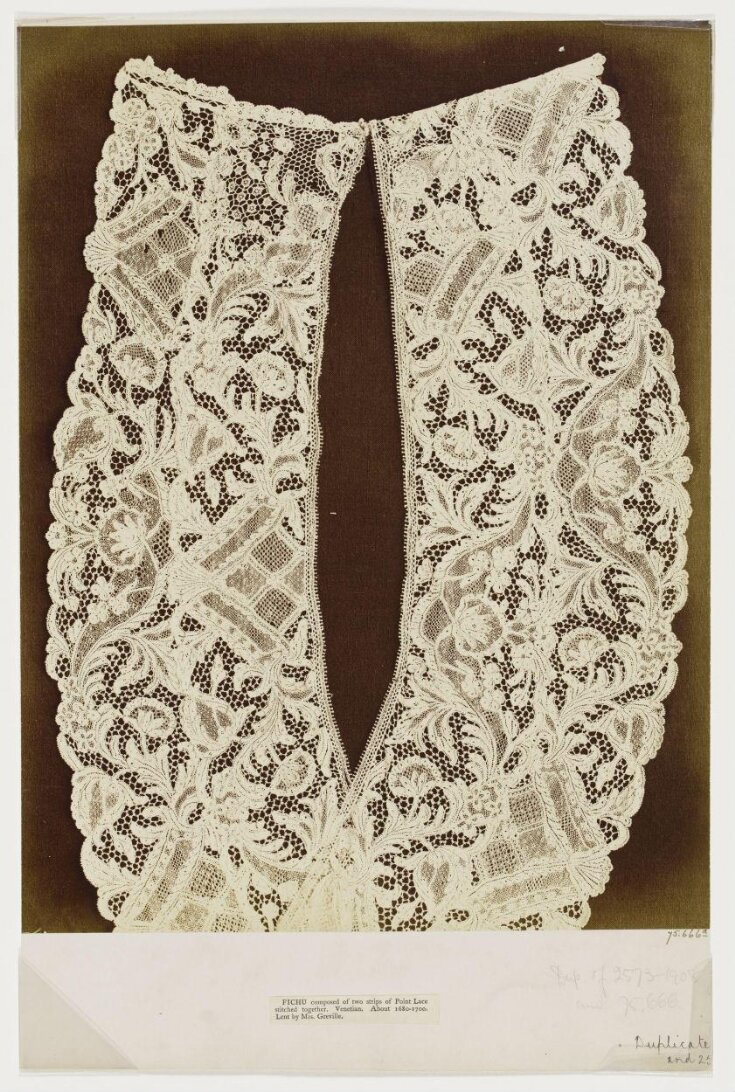 Fichu composed of two strips of point lace stitched together.  Venetian. top image