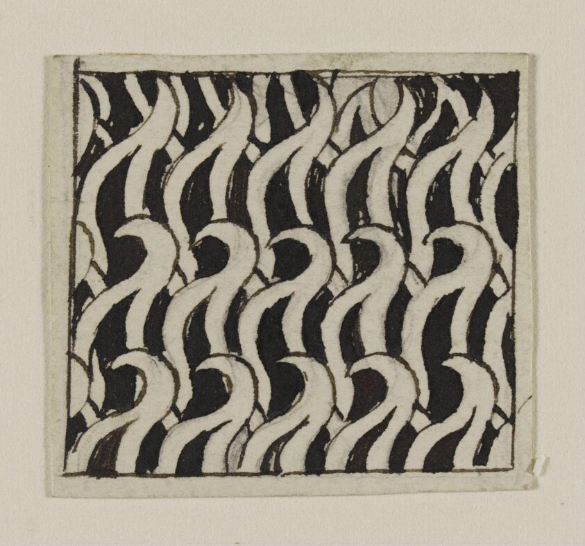 Design for metalwork decoration for fireplace in V&A Grill Room
