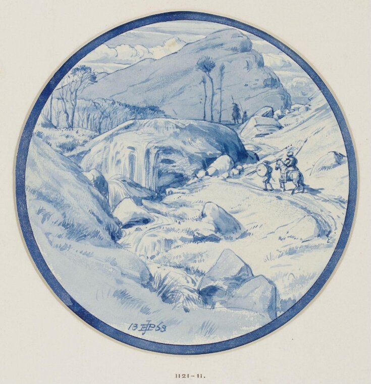 Tile design of a landscape for the Grill Room, South Kensington Museum top image