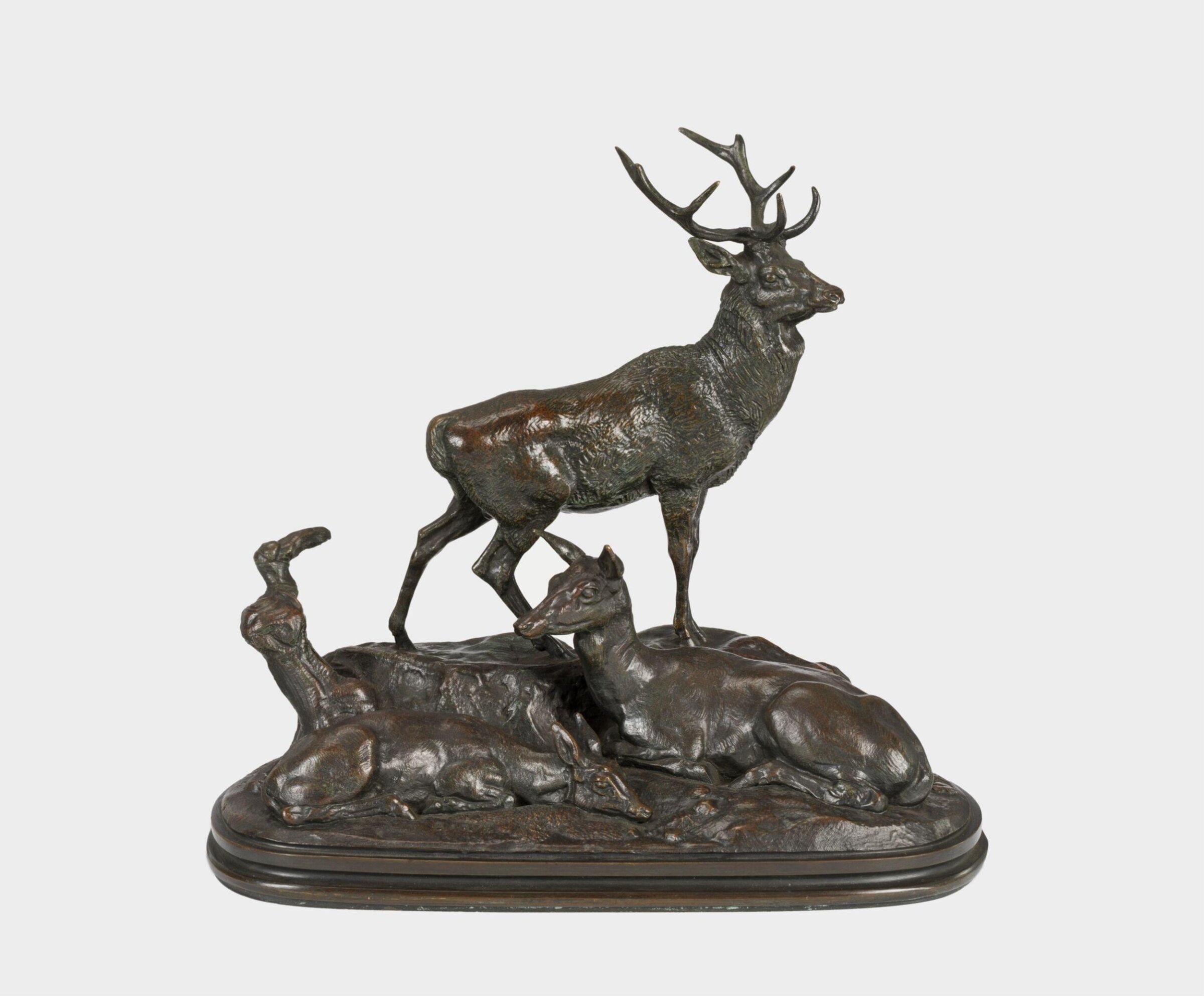 Stag, Doe and Fawn / Stag Family (2nd version), Ferdinand Barbedienne, ca. 1845