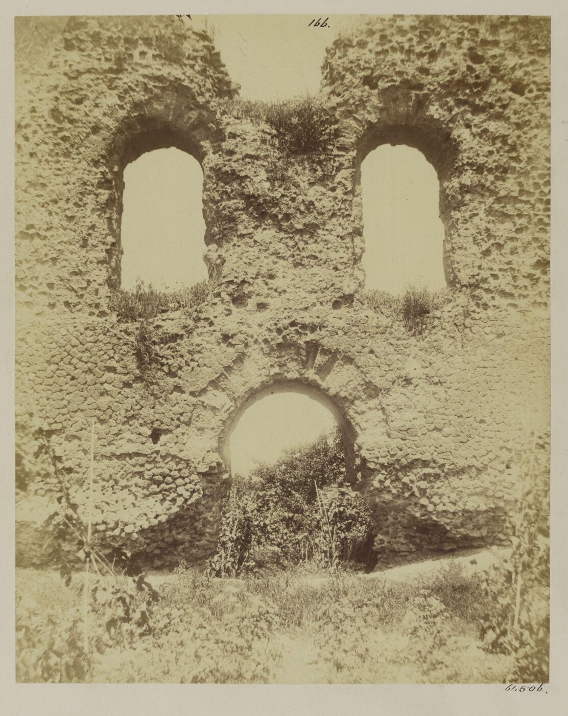 Parker, John Henry, The Tiber - The Emporium, B.C. 175 (Livii Hist., xli. 32), North side. Shewing the construction of Opus Incertum faced with tufa, the earliest Opus Reticulatum.