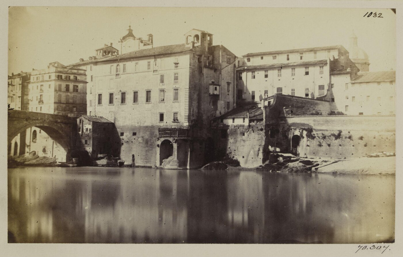 Parker, John Henry, Tiber - Remains of the Old Wall near Ponte Sisto, under the Hospice of the Cento Preti.