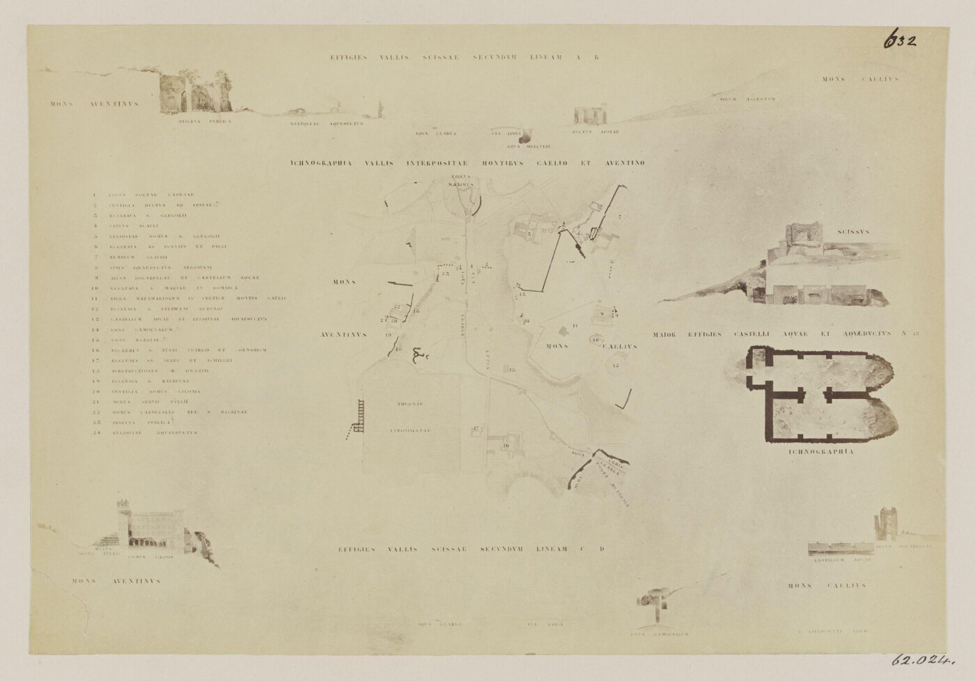Parker, John Henry, Gates, Porta Capena - Plan and Section of the Valley between the Aventine and Caelian, shewing the site of the Porta Capena