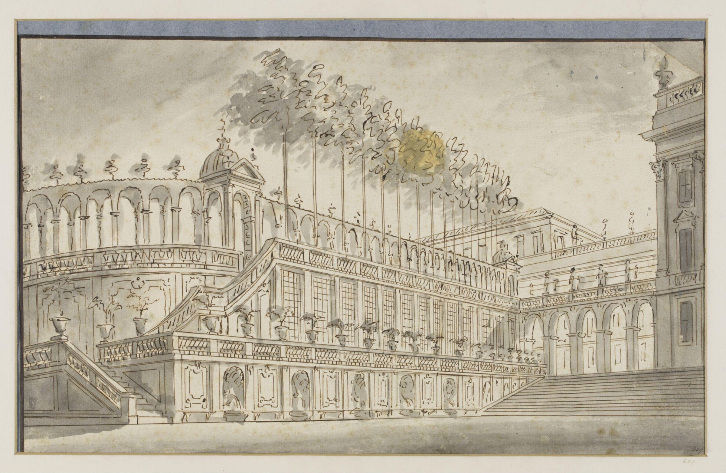 design for pleasure garden with a palace beyond for Antigone, Fabrizio Galliari, 1774