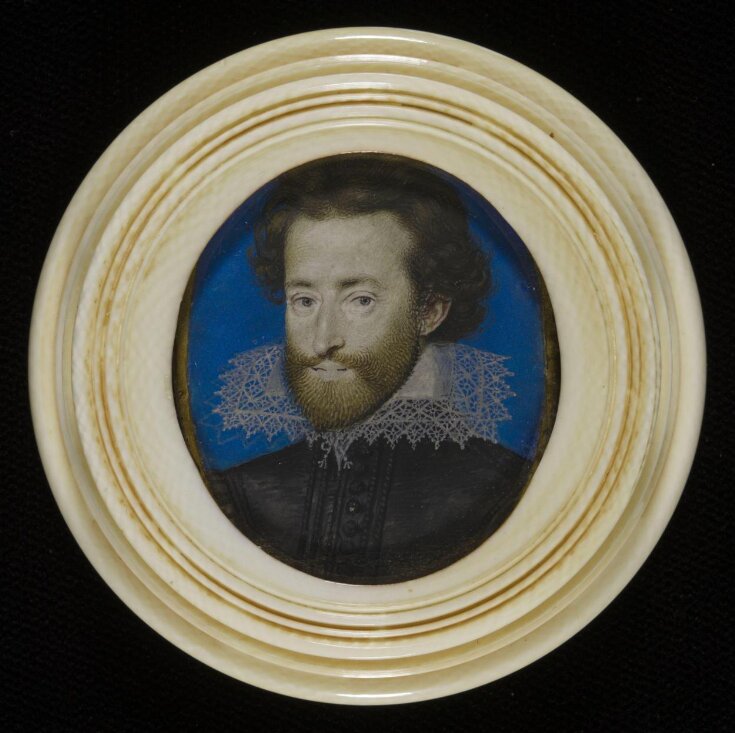 Portrait miniature of a man wearing a wired white lace collar top image