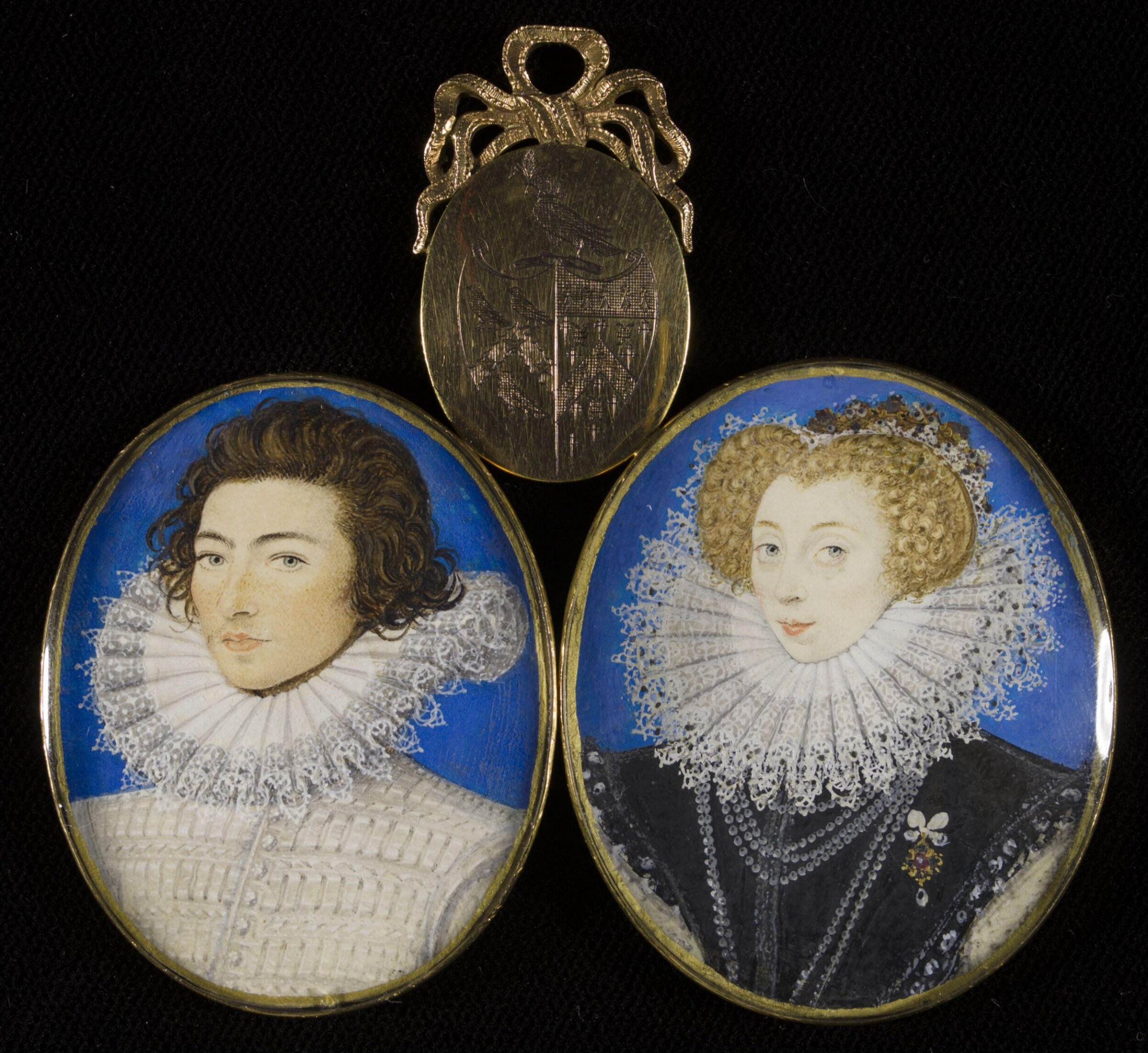 Portrait Miniature of John Croker of Barton, Oxfordshire, and his wife Frances, whom he married in 1581, Nicholas Hilliard, Late 16th century