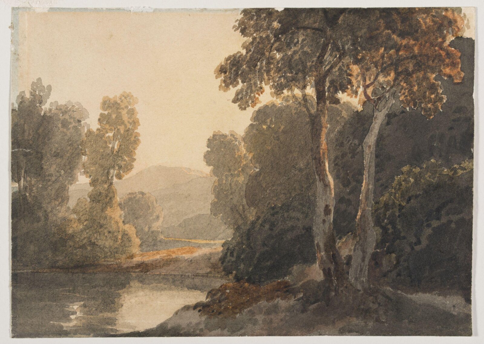 Landscape with Pond and Mountains, Havell, ca. 1800-50