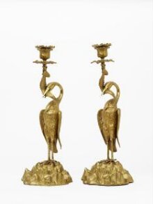 Candlesticks in the form of Herons holding Fish thumbnail 1