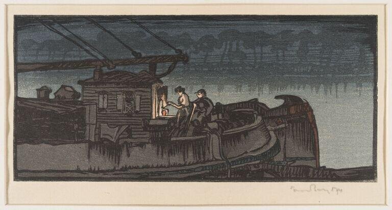 Barge on the Canal de Damme, Bruges by Yoshijiro Urushibara