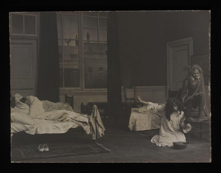 Pauline Chase as Peter Pan and Hilda Trevelyan as Wendy in Peter Pan, Duke of York's Theatre, December 1907 top image