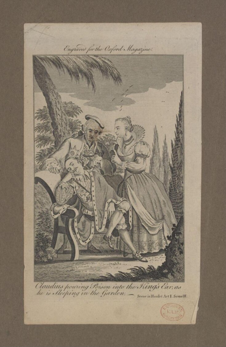 Claudius pouring Poison into the King's Ear; as he is sleeping in the Garden image