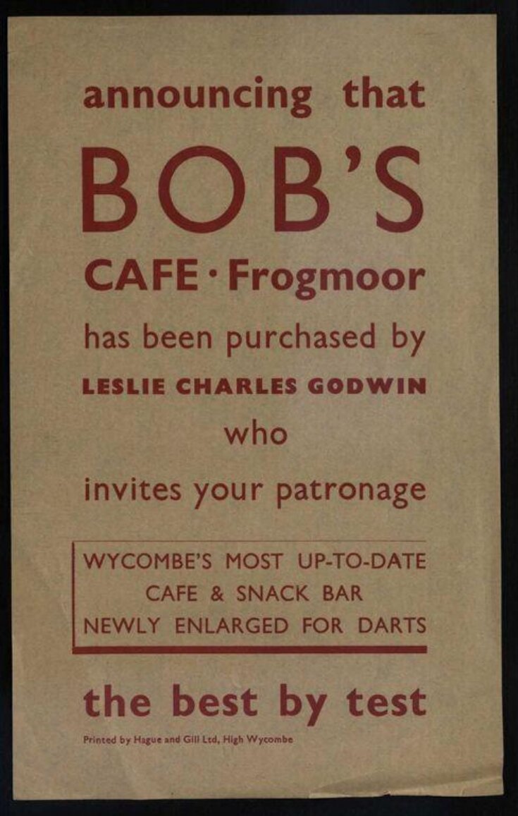 Bob's Café Gill, Eric V&A Explore The Collections