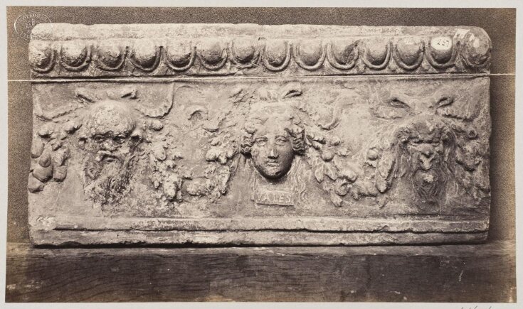 Bas-relief of three baccanalian masques in terra cotta top image