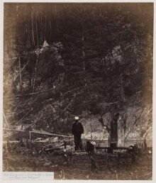 Stone pyramids on the 49th parallel, Mooyie river looking east thumbnail 1