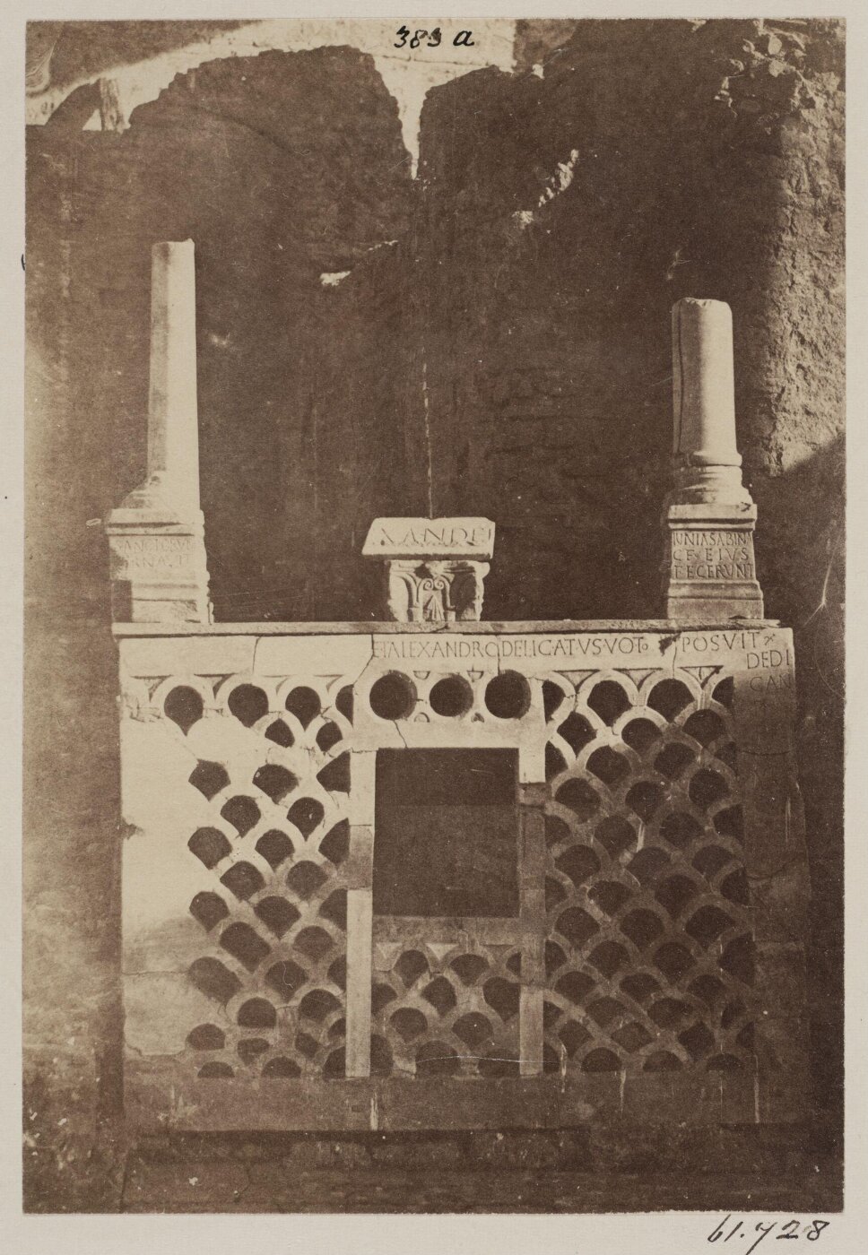 Parker, John Henry, Catacomb of S. Alexander, A.D. 498 - Perforated Marble Screen (Transenna) in the Church at the entrance