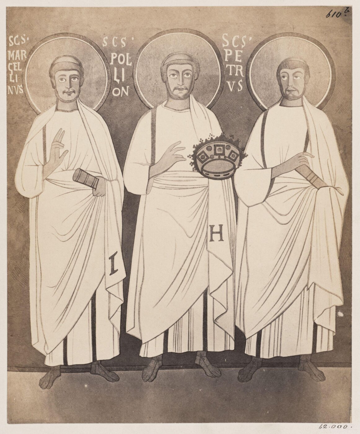 Parker, John Henry, Catacomb of S. Pontianus - Painting of SS. Marcellinus, Pollion, and Petrus, A.D. 858-867