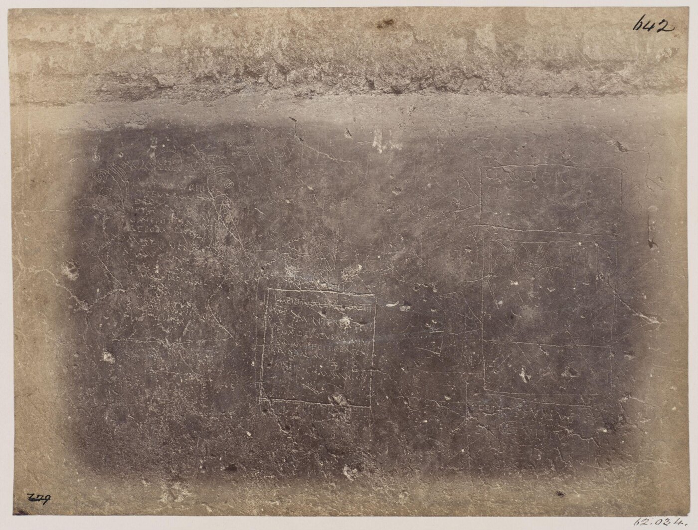 Parker, John Henry, Excavations, 1867 - Guard-house of the seventh Cohort of the Vigili in Trastevere, Graffiti or scratchings on the plaster of the Walls of the Court-yard or Cavaedium, c. A.D. 230