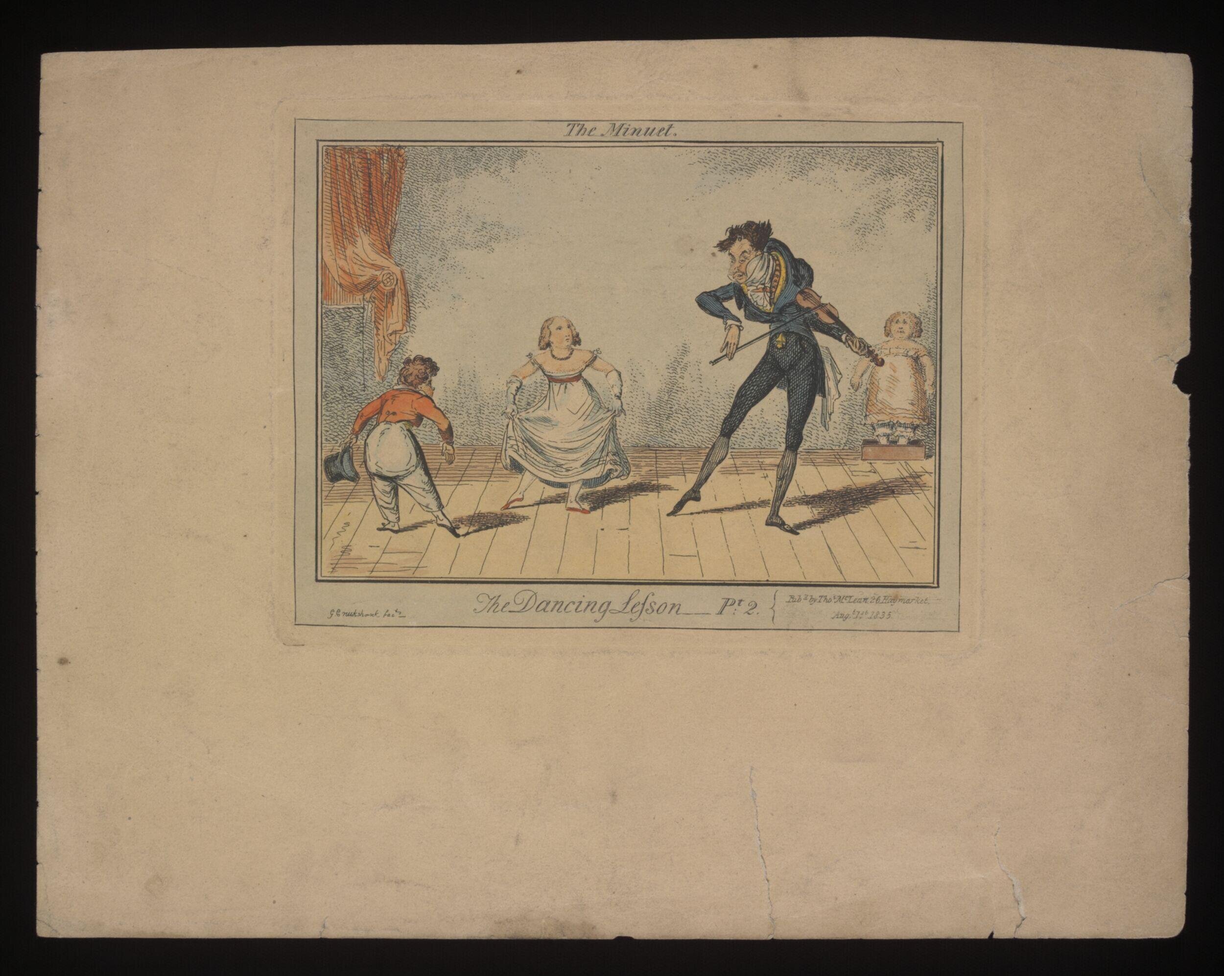 The Dancing Lesson, The Minuet. by Cruikshank, George