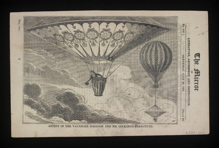 Ascent of the Vauxhall Balloon and Mr. Cocking's Parachute top image