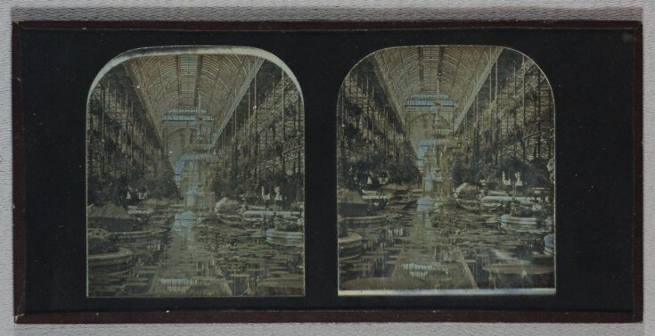 Stereoscopic daguerreotype of the glass fountain made by F. & C. Osler top image