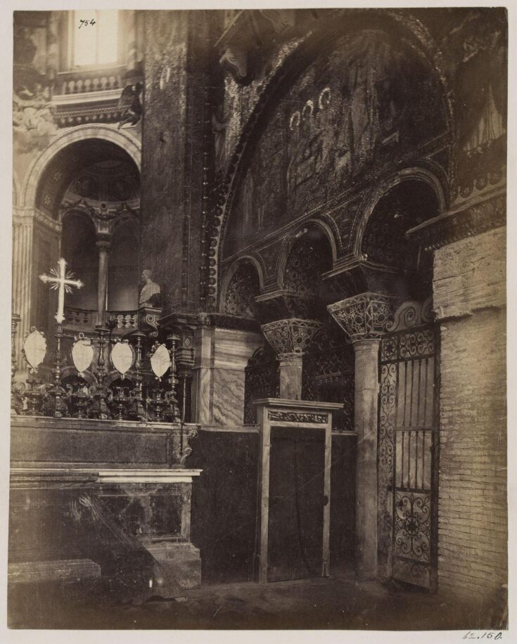 Out of Rome - Church of S. Vitale at Ravenna. Part of the Choir, shewing arches and capitals ornamented with Mosaics, A.D. 550.