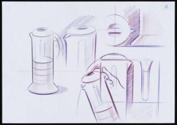 7 perspective sketch designs for the Biesse Coffee Pot