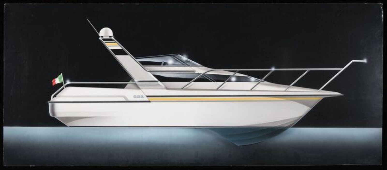 Presentation drawing for a speed boat, ca. 1994