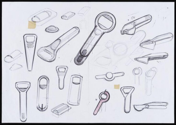 Sketch designs for bottle openers and garlic crushers image