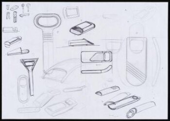 Sheet of rough sketch designs for bottle openers