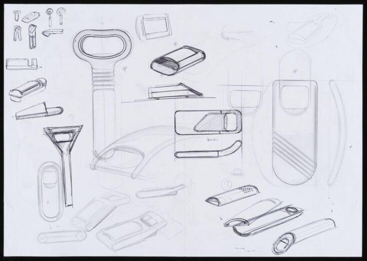 Sheet of rough sketch designs for bottle openers image