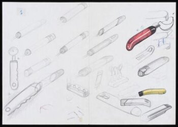 Sketch designs for handles for  kitchen implements