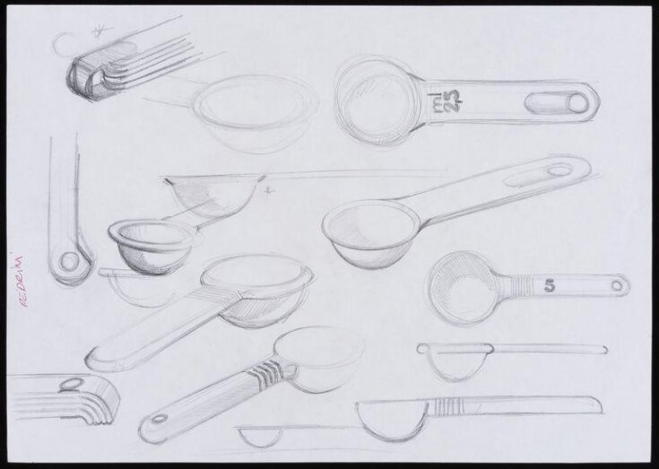 Perspective sketch designs for a set  of nesting measuring scoops top image