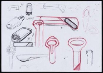 Perspective sketch designs for bottle openers and measuring scoops