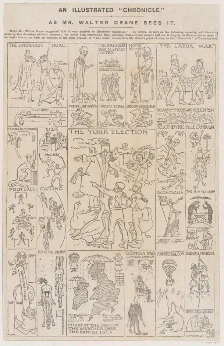 An illustrated "Chronicle." As Mr. Walter Crane sees it top image