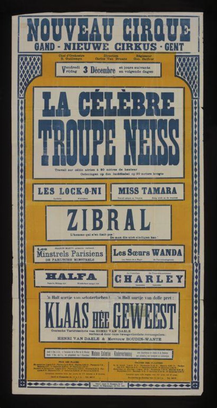 Poster advertising the Nouveau Cirque, Ghent image