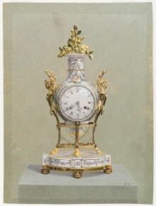 Clock of painted porcelain made for Queen Marie Antoinette, French, about 1780 thumbnail 1