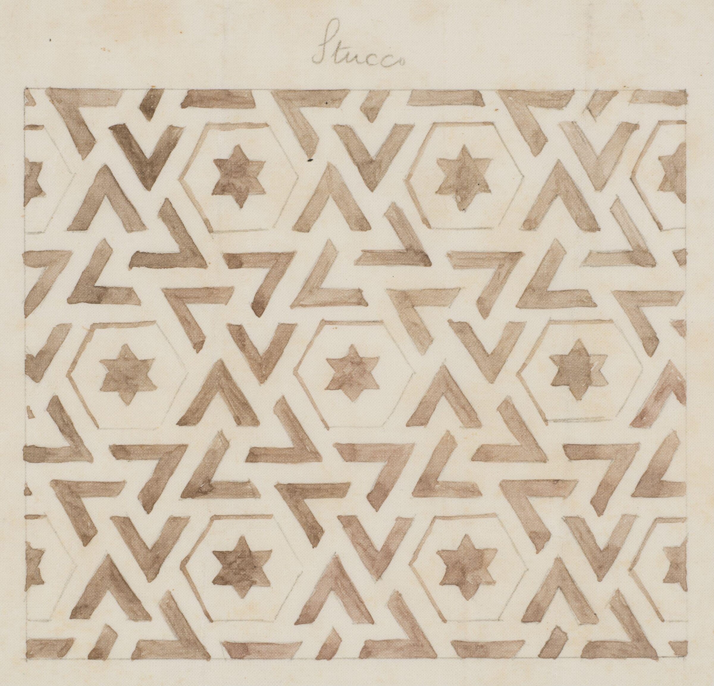 One of 16 drawings and tracings of Saracenic pavements, ornament, lattices etc in Cairo, Frank Dillon, 1823-1909