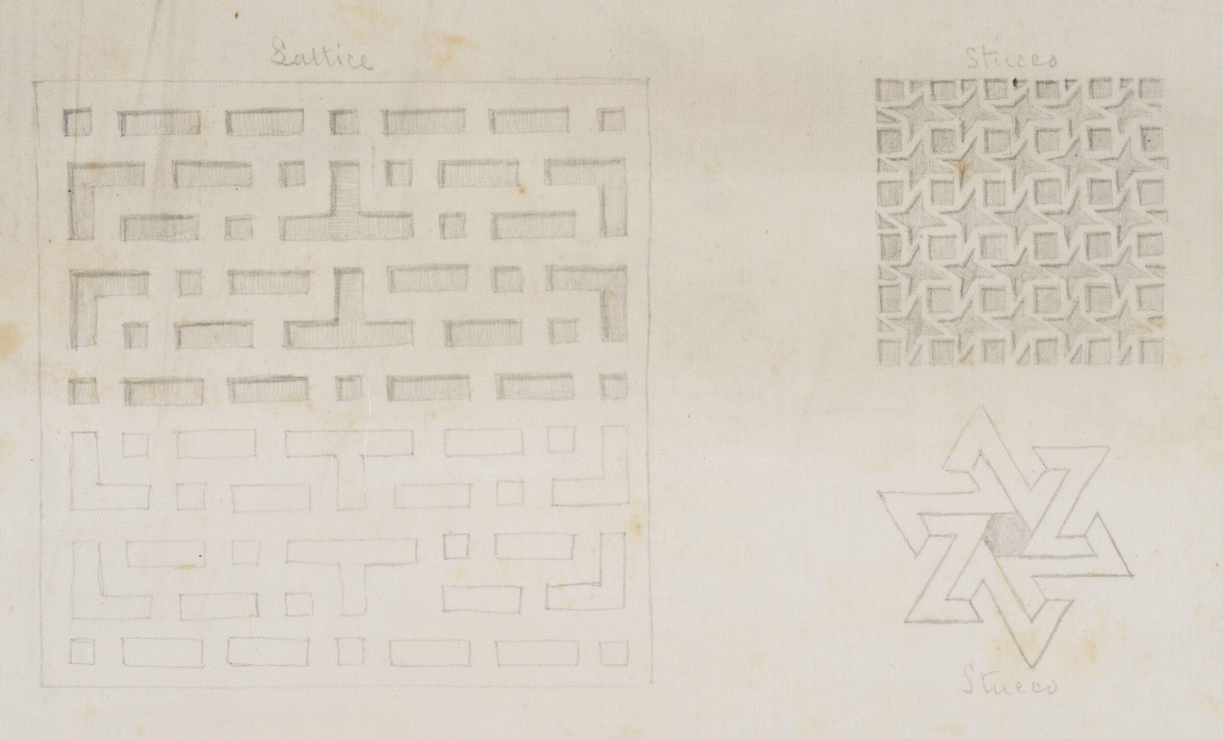 One of 16 drawings and tracings of Saracenic pavements, ornament, lattices etc in Cairo, Frank Dillon, 1823-1909