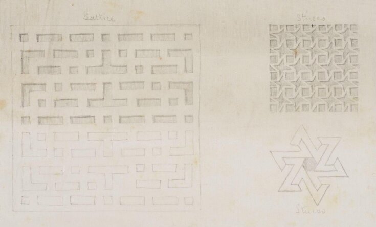 One of 16 drawings and tracings of Saracenic pavements, ornament, lattices etc in Cairo top image