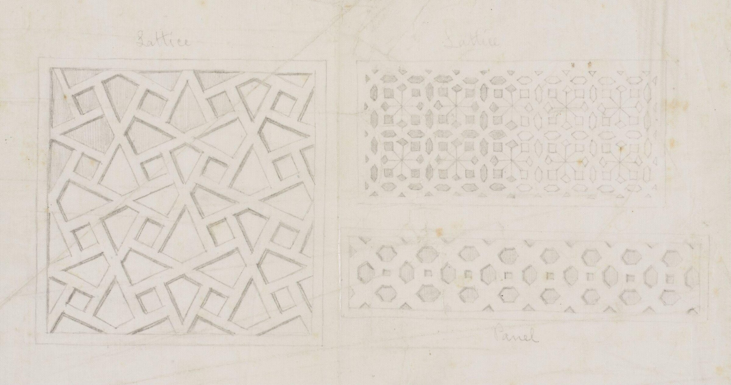 One of 16 drawings and tracings of Saracenic pavements, ornament, lattices etc in Cairo, Frank Dillon, 1823-1909