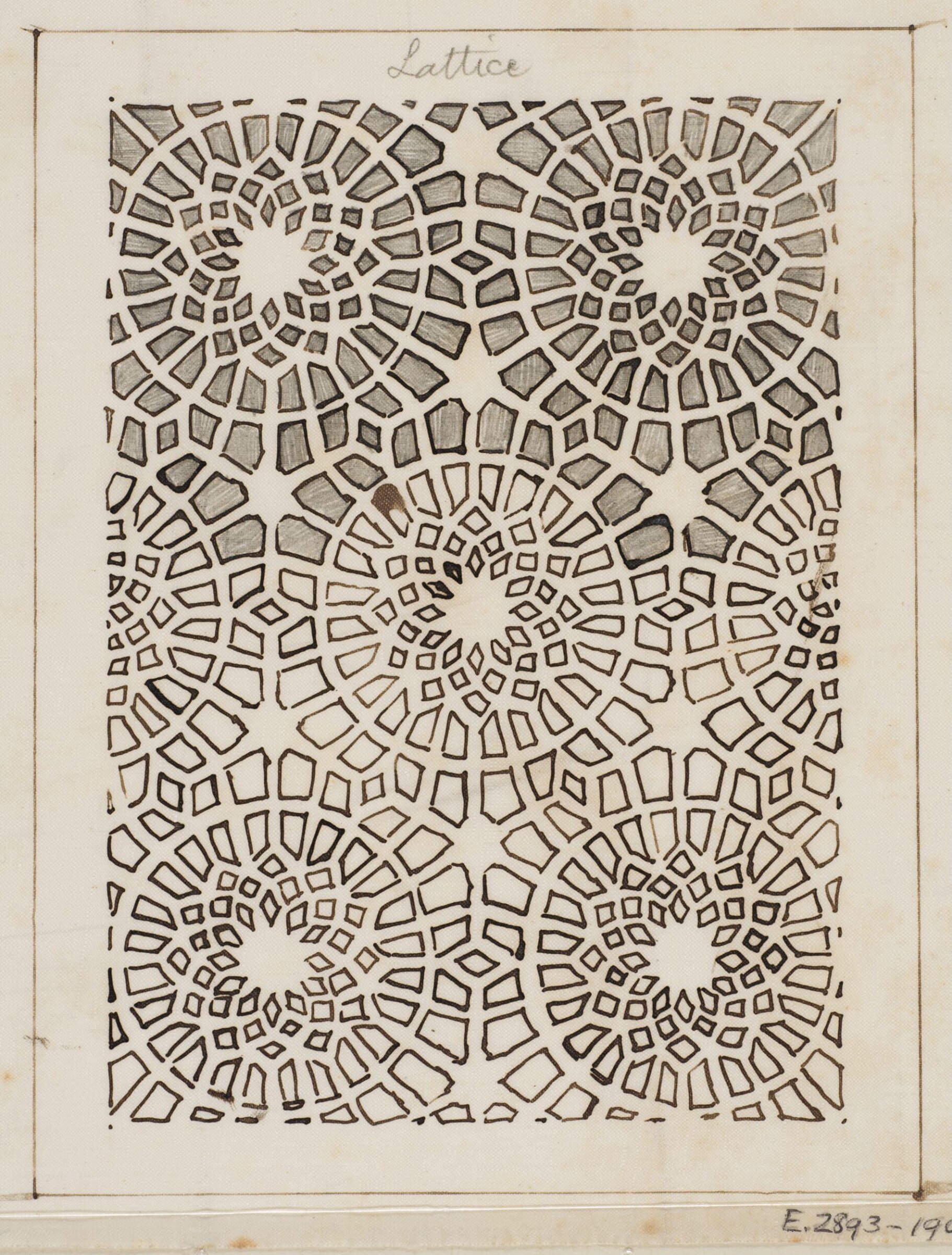 One of 16 drawings and tracings of Saracenic pavements, ornament, lattices etc in Cairo, Frank Dillon, 1823-1909