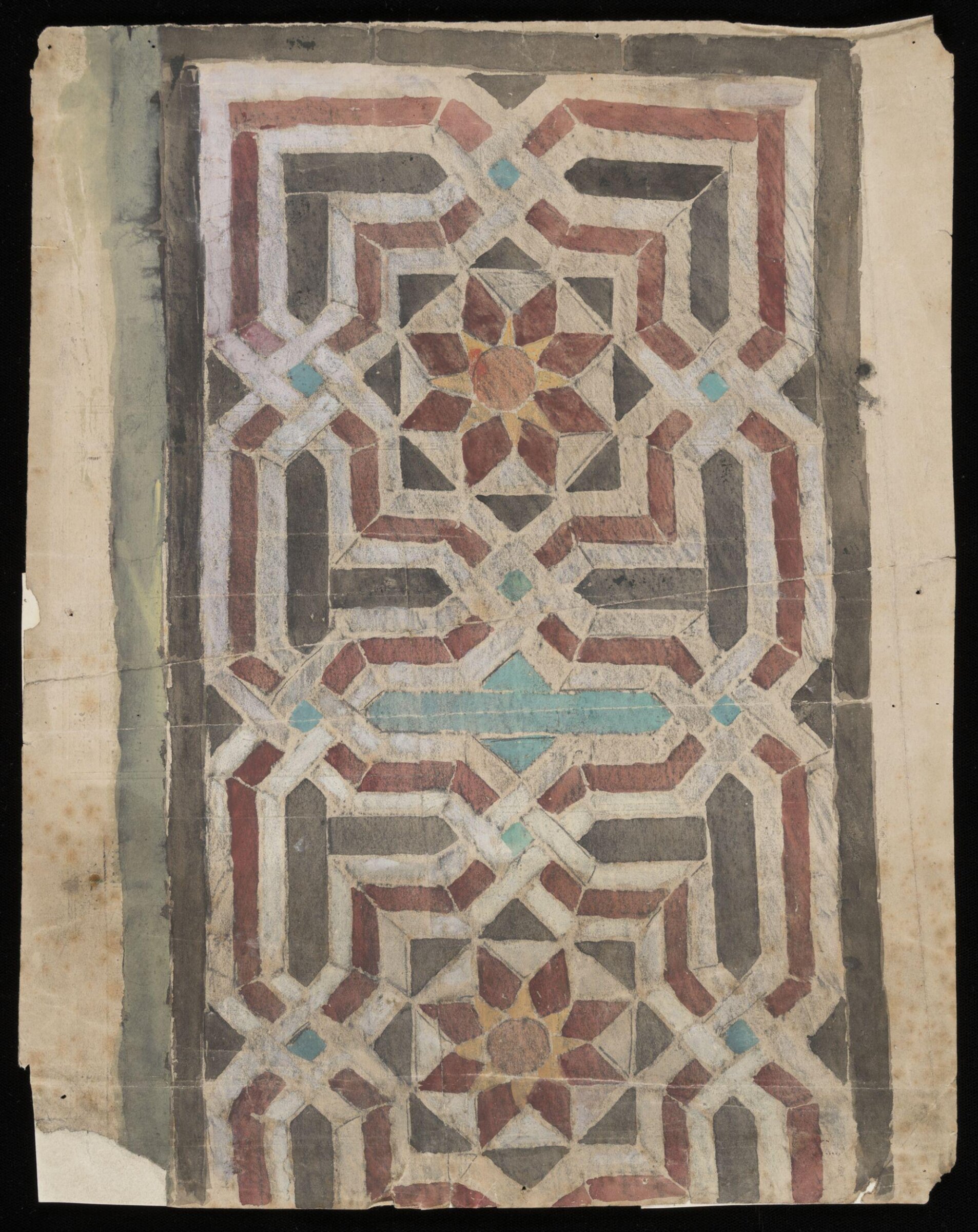 One of 16 drawings and tracings of Saracenic pavements, ornament, lattices etc in Cairo, Frank Dillon, 1823-1909