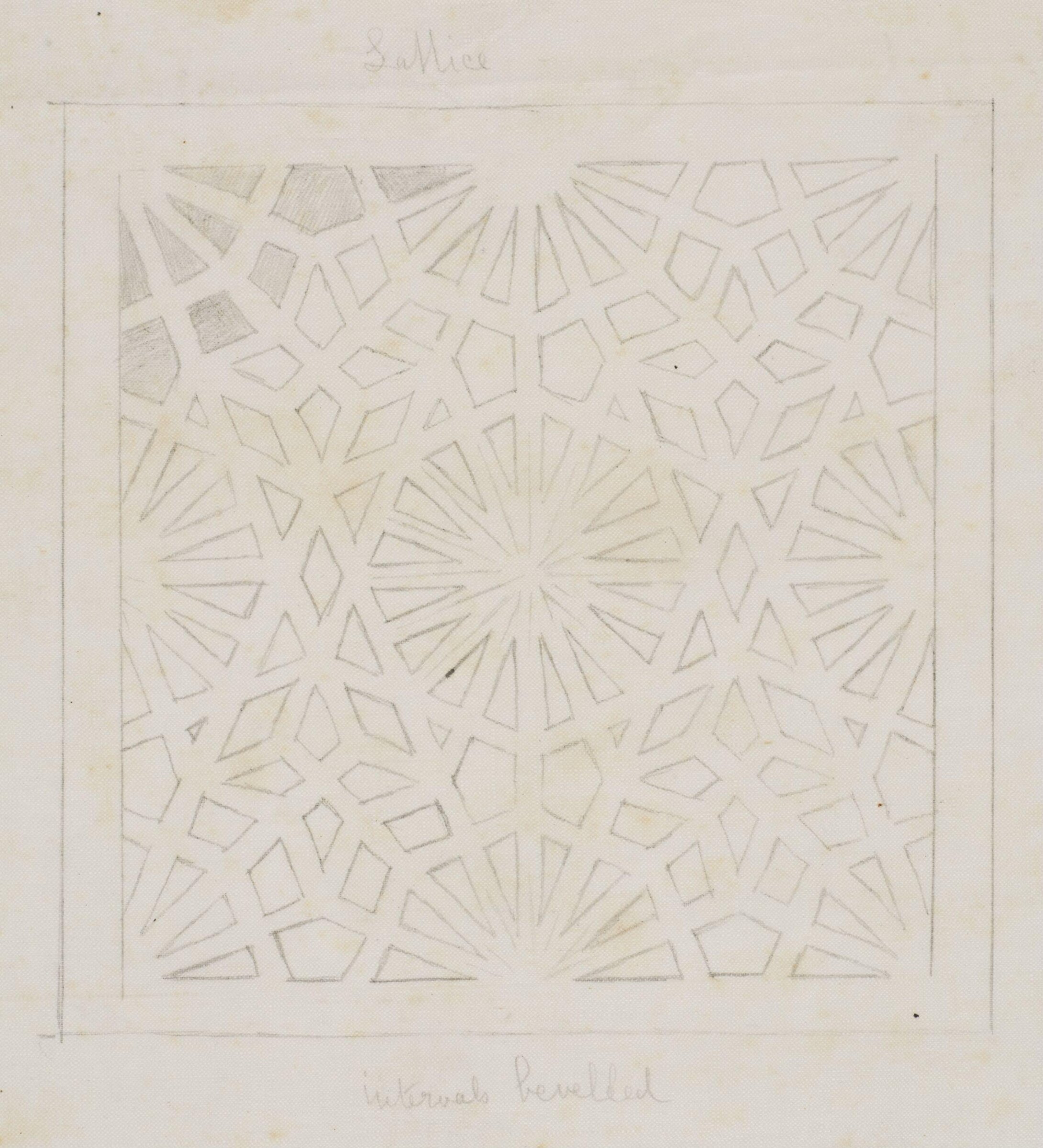 One of 16 drawings and tracings of Saracenic pavements, ornament, lattices etc in Cairo, Frank Dillon, 1823-1909