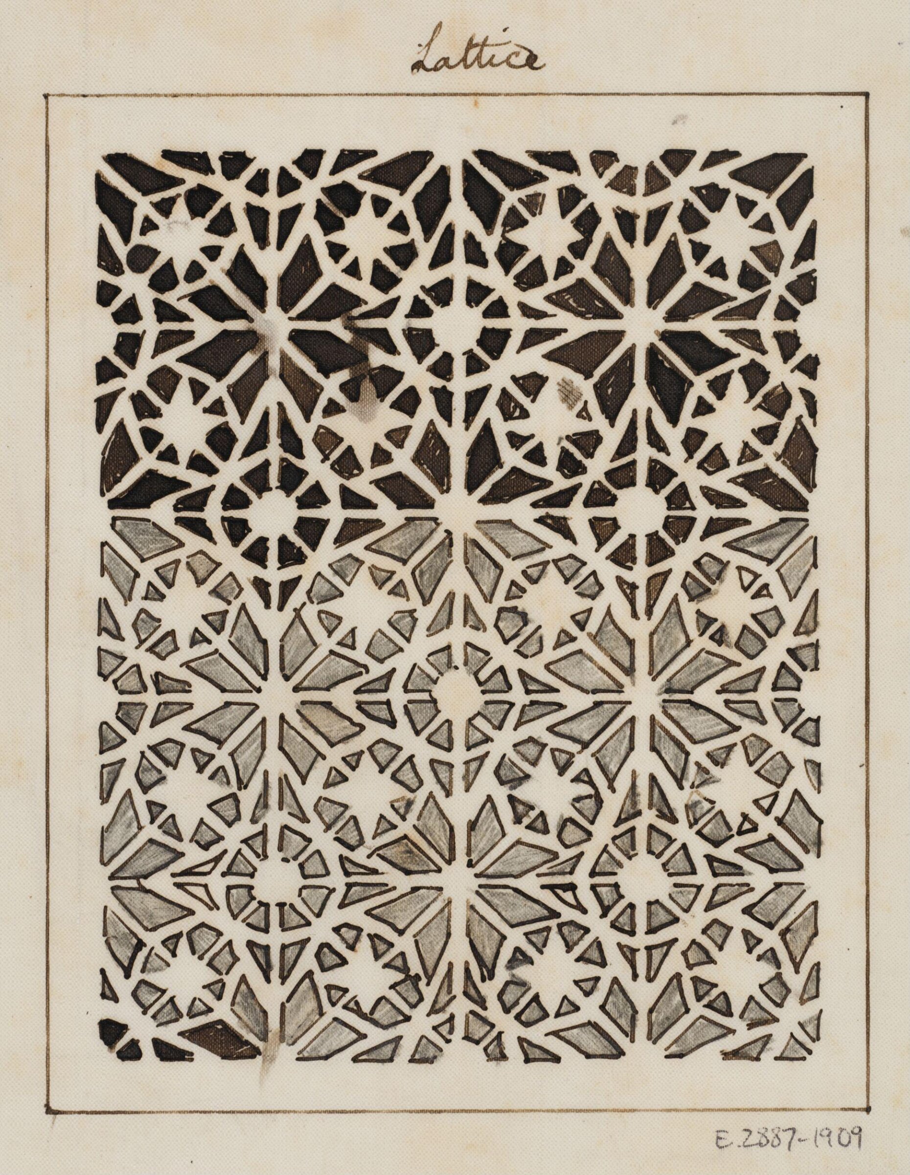 One of 16 drawings and tracings of Saracenic pavements, ornament, lattices etc in Cairo, Frank Dillon, 1823-1909