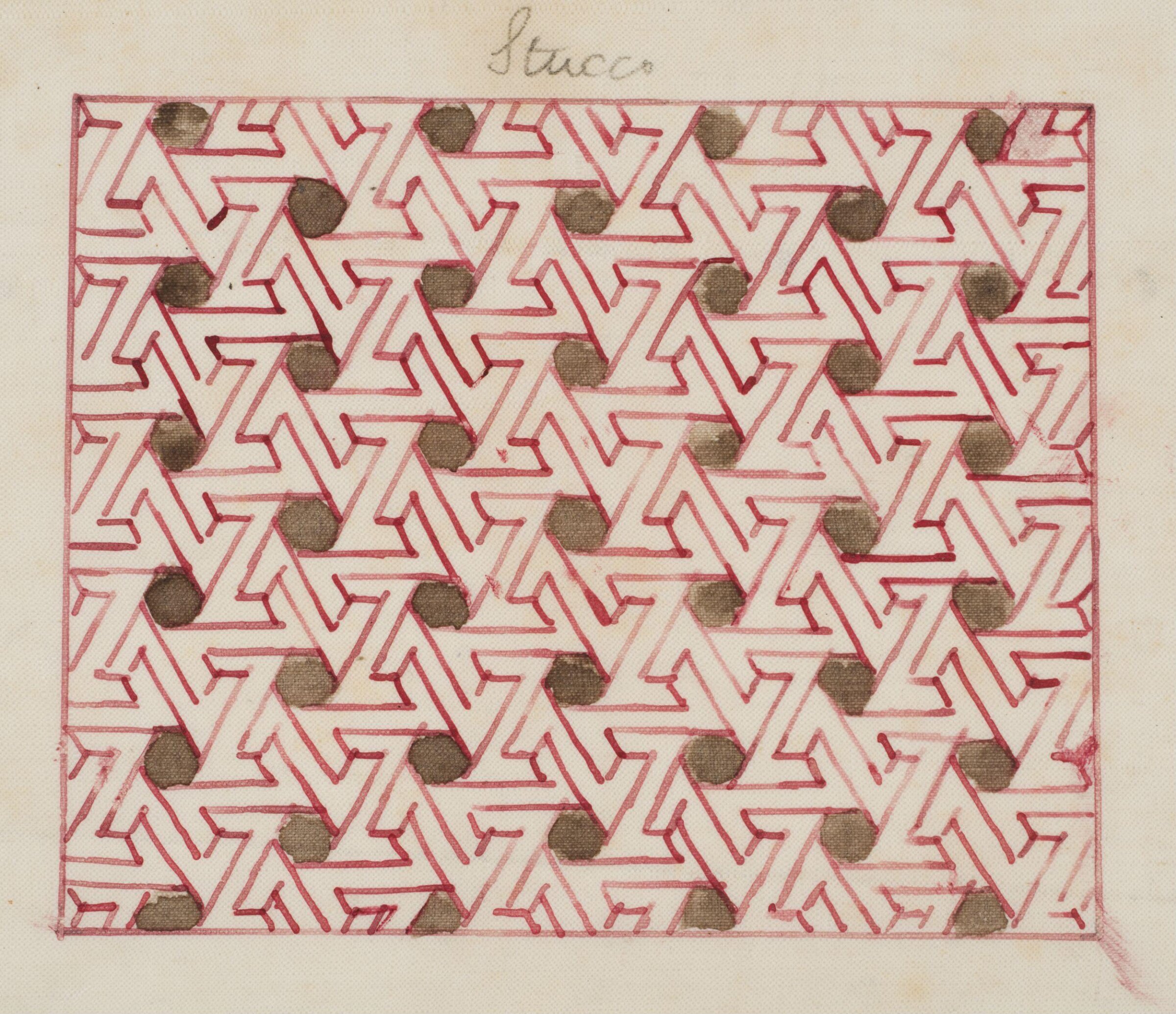 One of 16 drawings and tracings of Saracenic pavements, ornament, lattices etc in Cairo, Frank Dillon, 1823-1909
