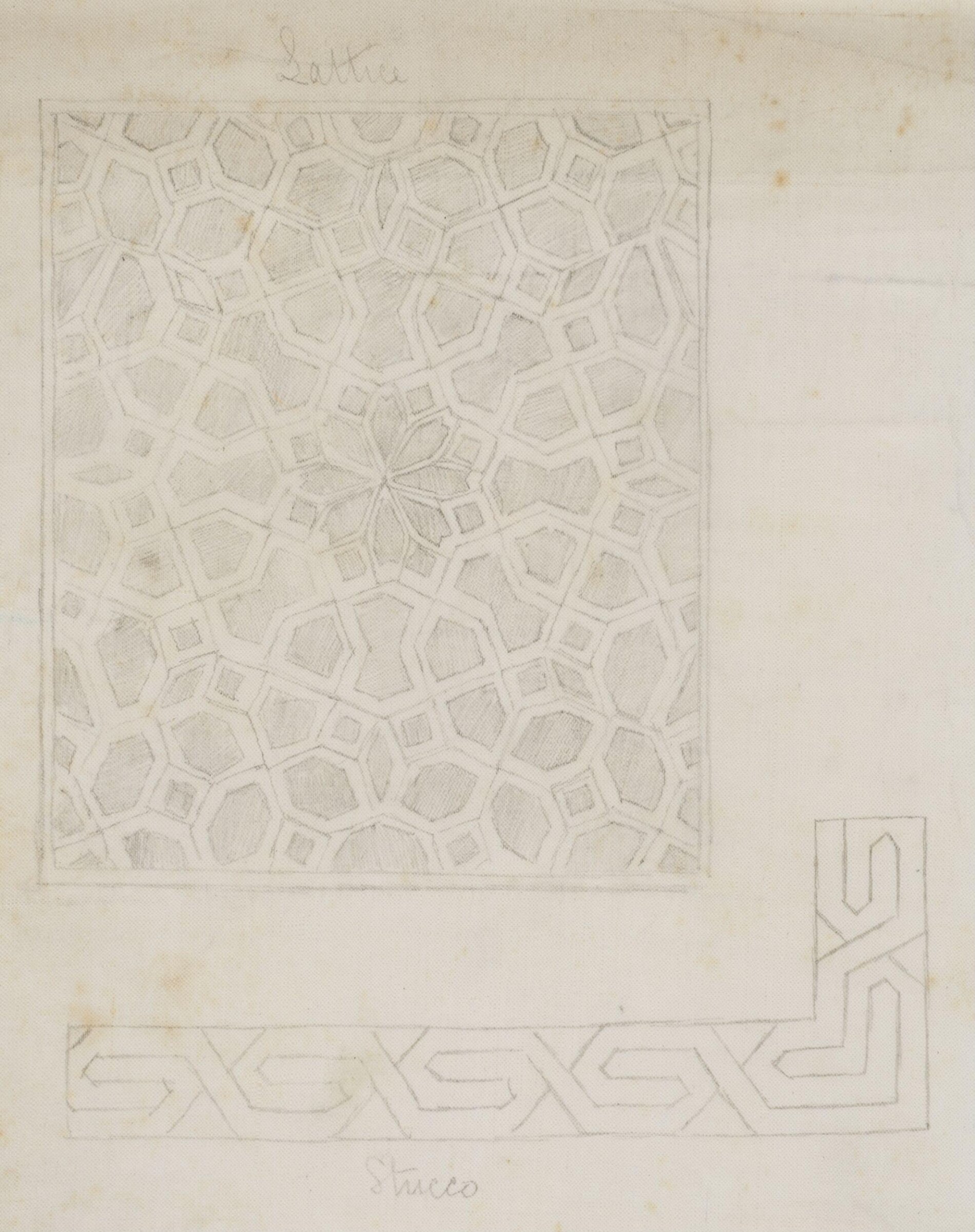 One of 16 drawings and tracings of Saracenic pavements, ornament, lattices etc in Cairo, Frank Dillon, 1823-1909