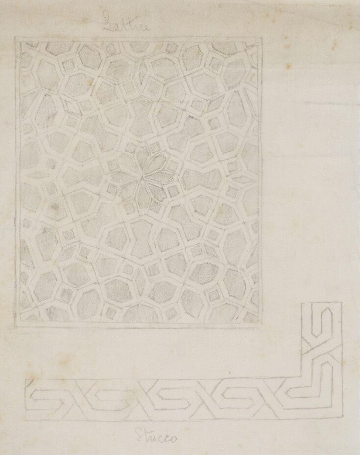 One of 16 drawings and tracings of Saracenic pavements, ornament, lattices etc in Cairo top image