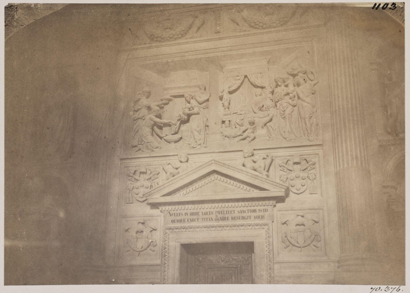 Parker, John Henry, Out of Rome - House of the Blessed Virgin at Loreto. Sculpture of the Nativity over a Doorway, with the Arms of the Medici, Leo X., A.D. 1520