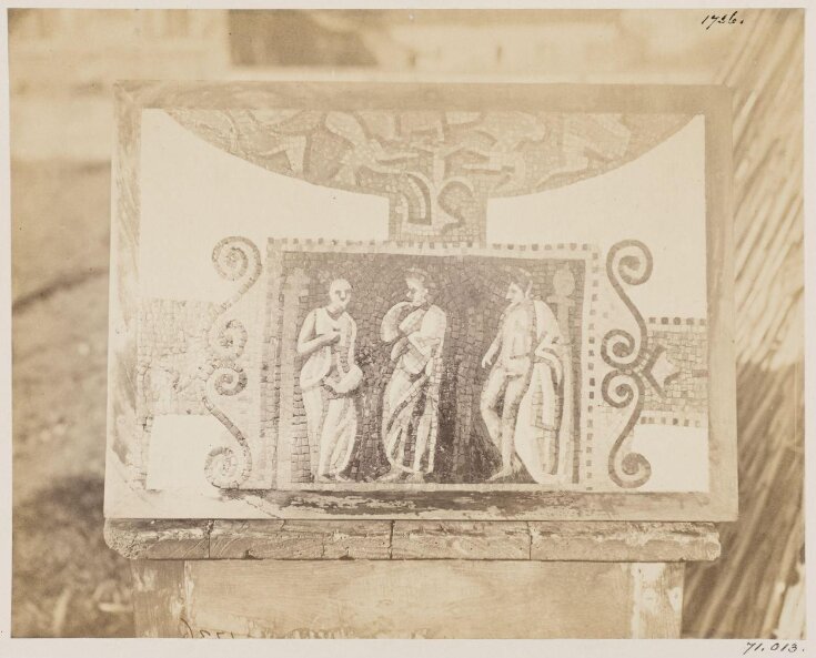 Excavations, 1868 - Mosaic Picture found in the walls of the private house of Hadrian, A.D. 120, in the Vigna Guidi top image